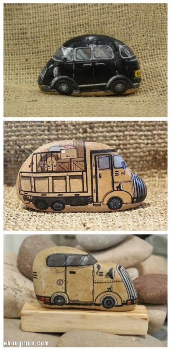 DIY stone-painted handmade art full of fun and cartoon flavor