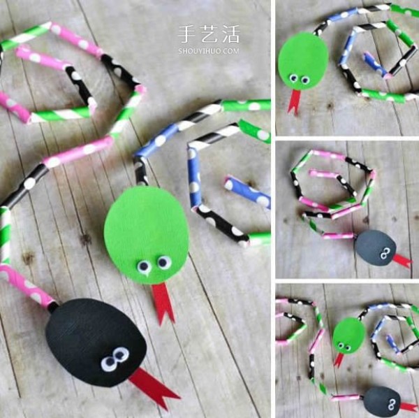 A simple tutorial on how to make a straw snake in kindergarten