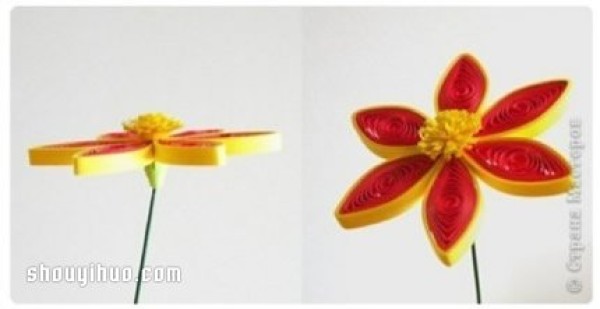 Exquisite quilled paper flower tutorial, illustrated method of handmade quilled paper flower