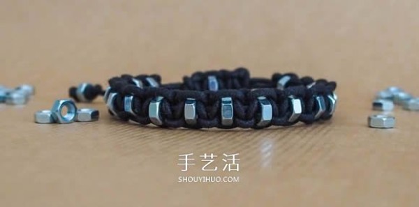 Octagonal nut braided mens bracelet, a Valentines Day gift for your boyfriend