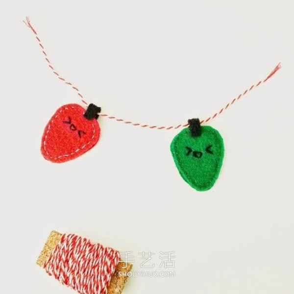 Illustrated tutorial on how to decorate your homemade cute felt Christmas lights