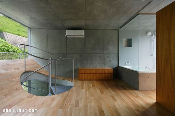 Japanese folding screen Ura House: wonderful floor recessed overlapping design