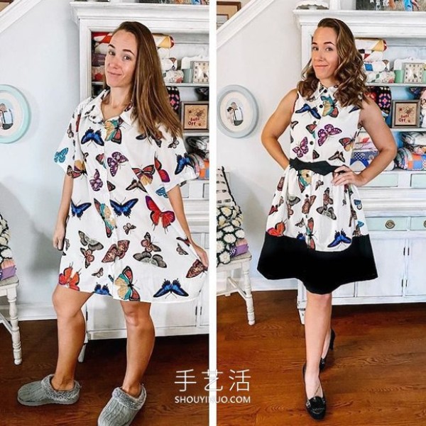 She transforms outdated thrift store dresses into trendy dresses