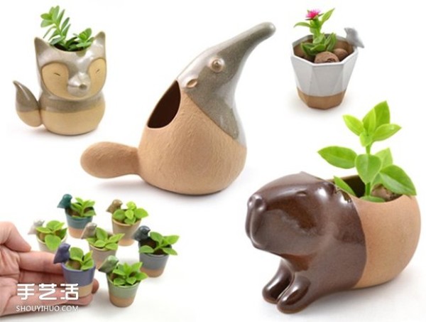 Handmade mini flower pots, small and cute ceramic handicrafts