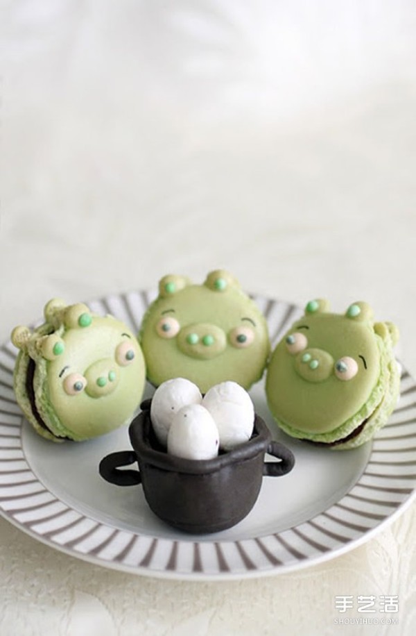 DIY Angry Birds Green Piggy Version Macaron Tutorial