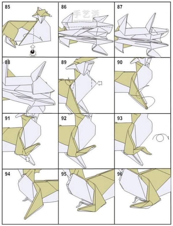 The shape is super realistic and natural! Step-by-step illustration of how to fold HTQ fox