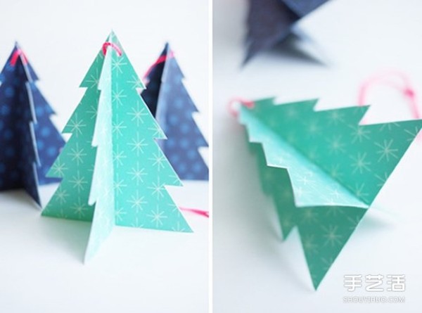 How to make homemade Christmas tree pendants, DIY small paper Christmas tree pendants