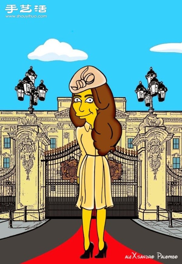 Simpsons spoof illustration: Yellow-skinned Princess Kate is equally fashionable