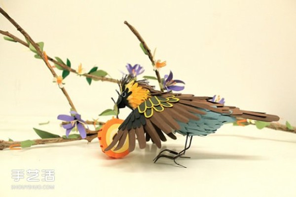 Realistic pictures of handmade paper birds put you in a world of singing birds and fragrant flowers