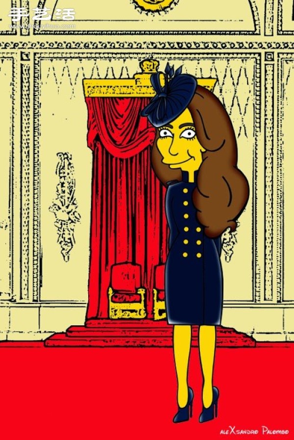 Simpsons spoof illustration: Yellow-skinned Princess Kate is equally fashionable