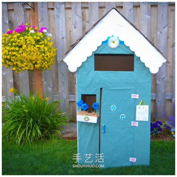 Reuse large cardboard boxes! Tutorial on how to make a cardboard house by hand