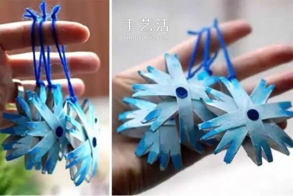 Simple and beautiful hand-making tutorial of snowflake hanging ornaments in rolling paper tubes