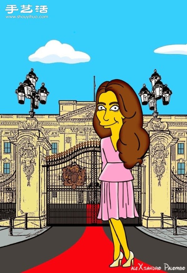 Simpsons spoof illustration: Yellow-skinned Princess Kate is equally fashionable