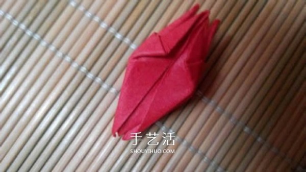 Illustration of the origami method of a lotus that is about to fully bloom