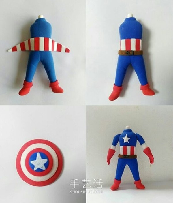 Tutorial on how to make a cartoon Captain America by hand using ultra-light clay