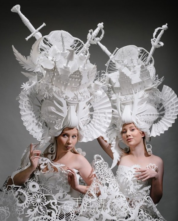 Exquisite handmade baroque style wig made entirely from paper