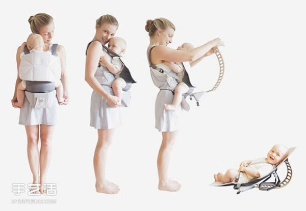 The baby sling turns into a cradle, the baby is comfortable whether put down or in the arms