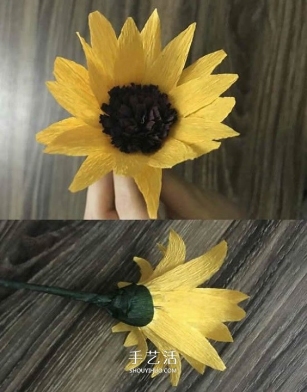 DIY hand-kneaded paper sunflower method is simple and easy to learn to make sunflowers