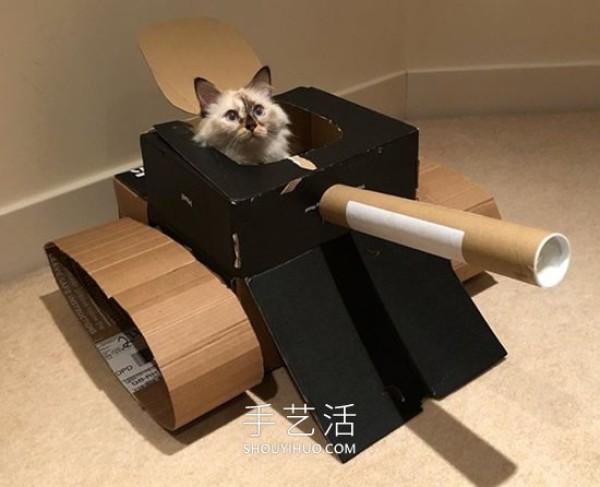 People in quarantine make cardboard tanks for cats