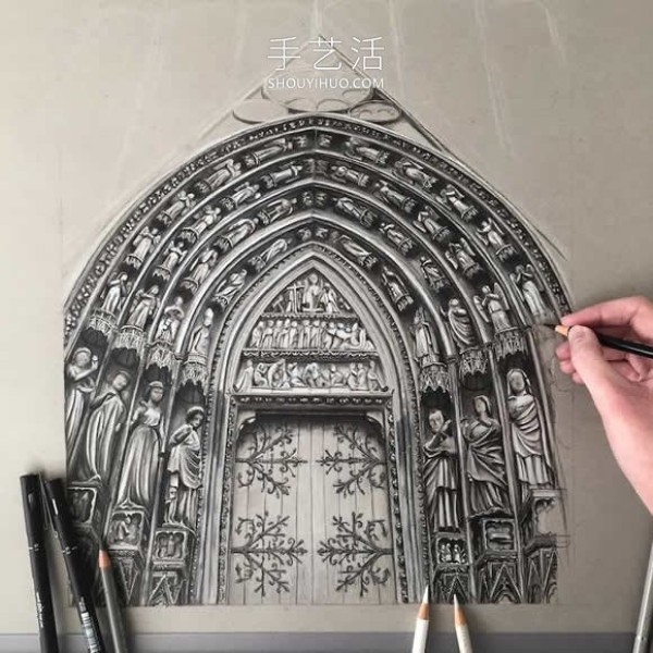 Intricate architectural drawings! Capturing the beauty of Gothic architecture