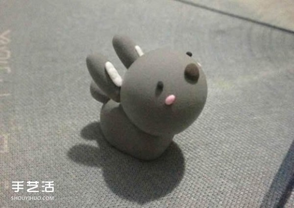 Ultra light clay to make gray rabbit DIY cute rabbit clay handmade tutorial