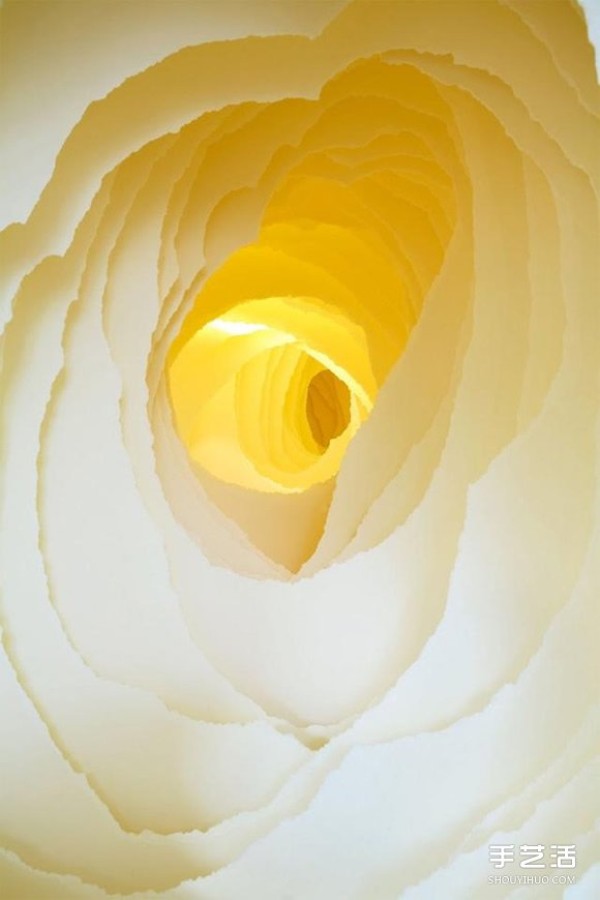 White paper with warm light to DIY a mysterious 3D paper sculpture