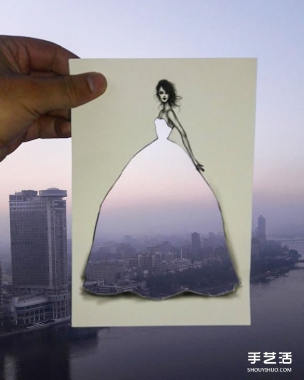 Alternative "paper-cut painting" creative DIY puts the world into a skirt! 