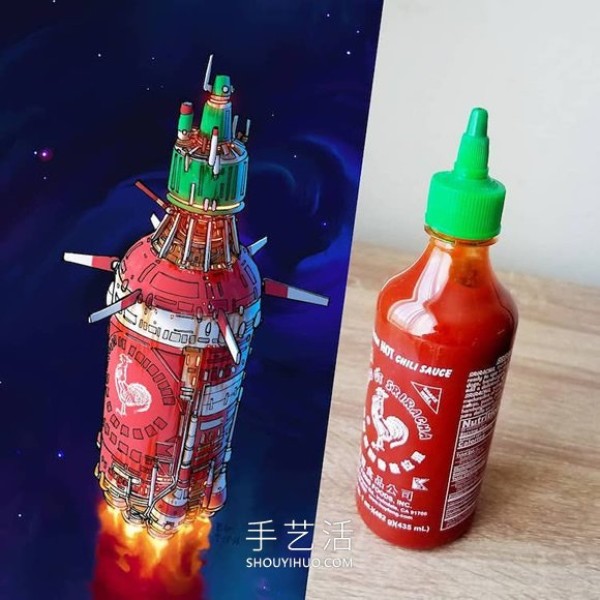 Reconstruction of daily household items! Spectacular spaceship drawing design