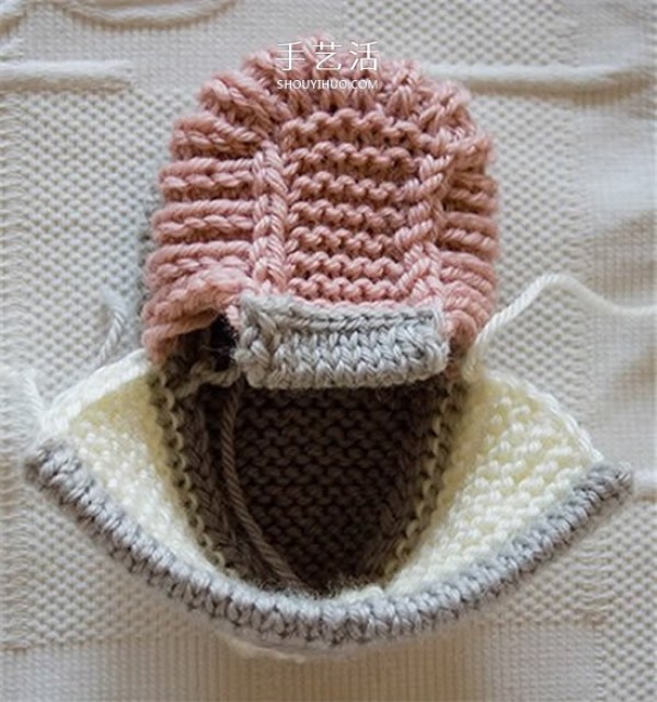 Elegant knitting illustrations of baby shoes warmly protect the babys feet