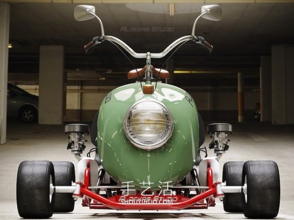 The designer used a Volkswagen Beetle to DIY a retro mini kart