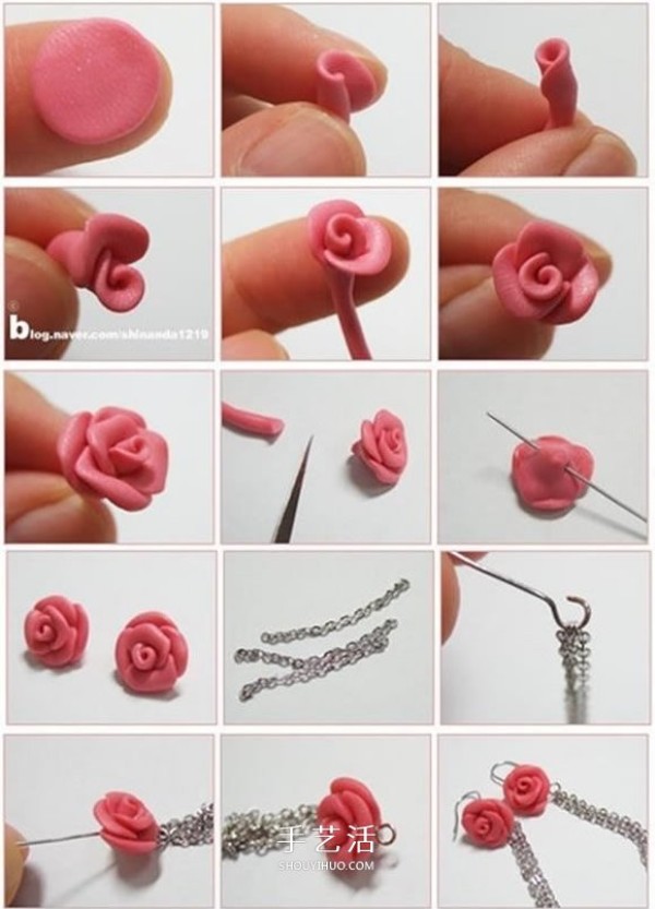 How to make roses from ultra-light clay and DIY beautiful rose earrings