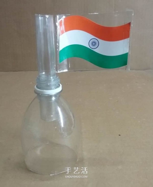 Mineral water bottles are used to make hand-made trophies, flags and wine glasses