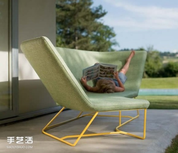 A sofa designed for outdoor use that is comfortable for both sitting and lying down