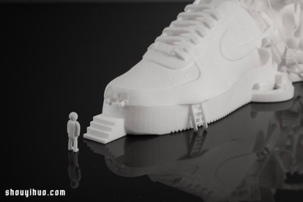 Create a 3D concept sculpture of nylon material inspired by Nike AF1