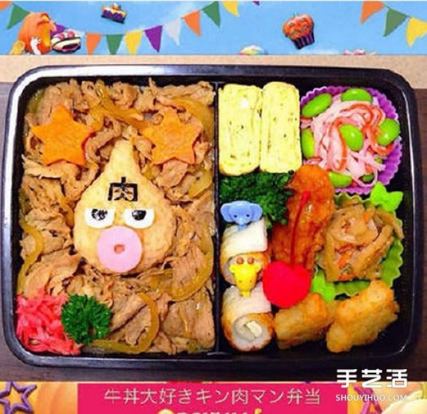 Japanese loving cartoon bento picture, cartoon character pattern bento work