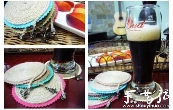 Hemp rope and non-woven fabric DIY forest coaster