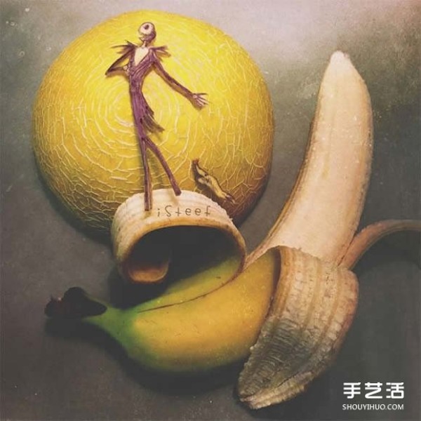 Art works created with bananas express more unique imagination