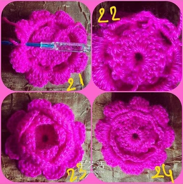 How to crochet three-dimensional flowers and a tutorial on how to crochet three-dimensional flowers