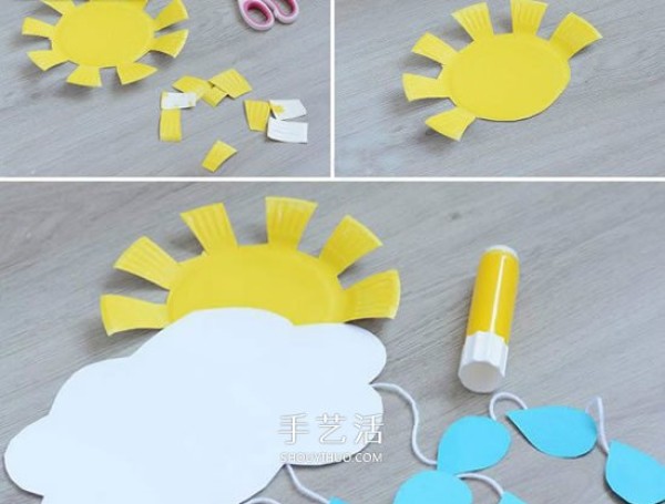 How to make simple sun rain ornaments for children to make sun rain from paper plates