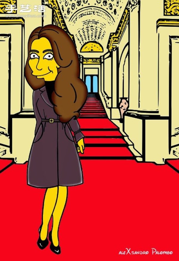 Simpsons spoof illustration: Yellow-skinned Princess Kate is equally fashionable