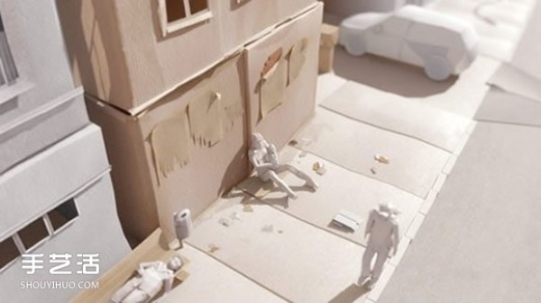 Appreciation of pictures of realistic city paper model works of handmade paper models