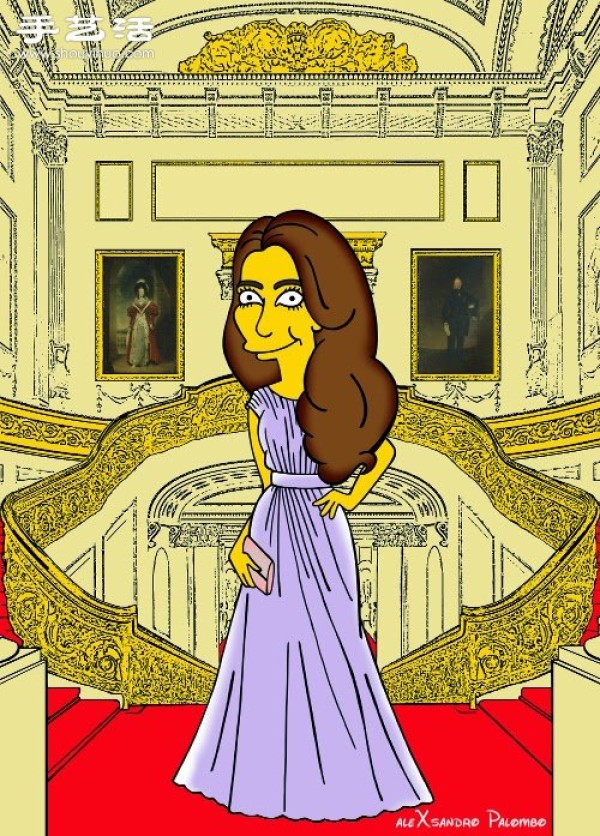 Simpsons spoof illustration: Yellow-skinned Princess Kate is equally fashionable