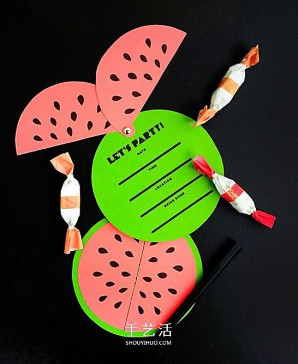 How to make an interesting invitation card with simple handmade watermelon invitation cards