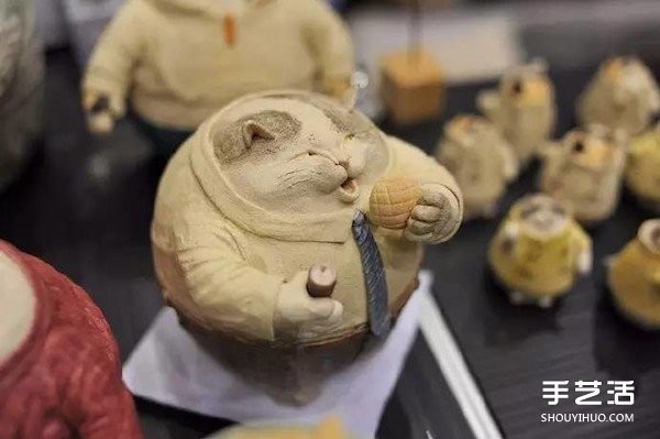 Clay Fat Cats handmade works, appreciate the exquisite cat clay works pictures