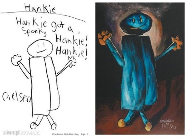 Childrens graffiti paintings are DIYed into mysterious and weird illustrations