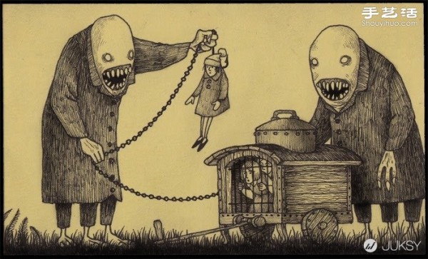 The spooky monster doodles drawn by Don Kenn on sticky notes