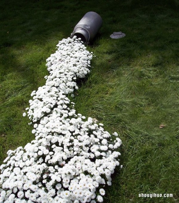 Spilled Flower Pots gardening method makes the backyard look like a picture