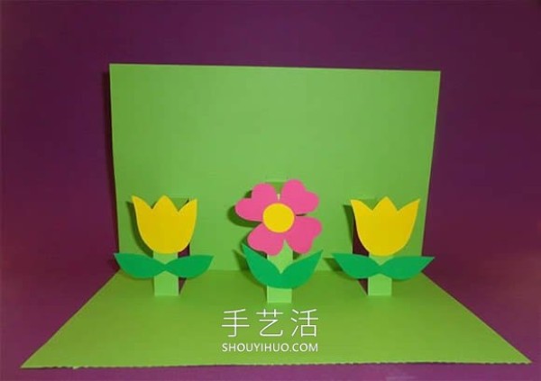 Tutorial for children to make handmade spring three-dimensional greeting cards