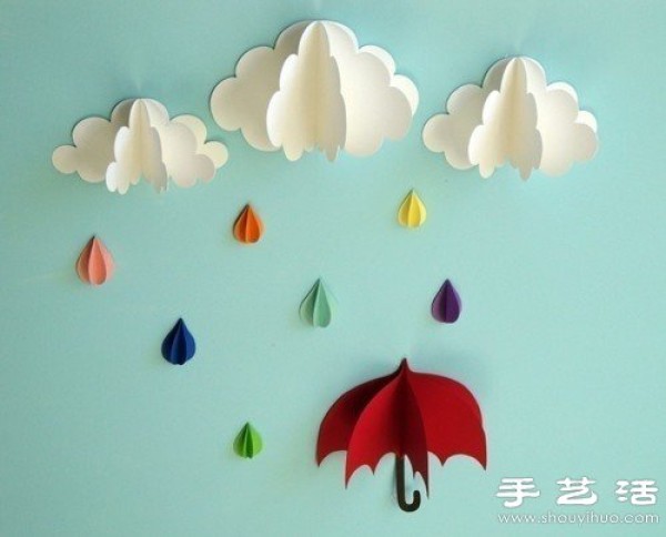 Paper art DIY small fresh rain scene