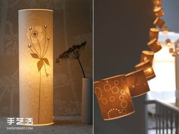 Beautiful handmade paper lamp, DIY flower and bird pattern carved paper lamp